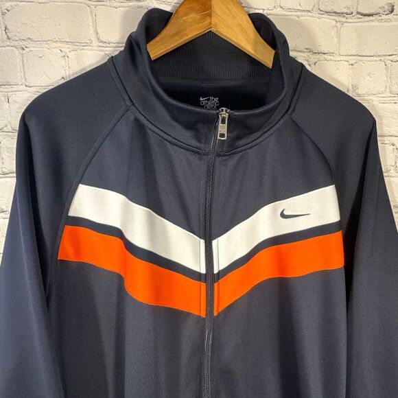 Nike Full Zip Jacket 3XL Mens Shacket Orange Blue Pockets Sweatshirt Workout - Picture 2 of 8